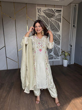 Hand embroided cotton silk suit